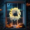 Halloween Ghost Wreath 12 White Ghost Wreath with Witch Hat DIY Front Door Hanging