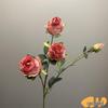 Retro French-Style Scorched Edge Rose Bouquet, Handheld Fake Flower for Wedding or Living Room Arrangement