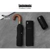 PARACHASE Windproof Auto Open/Close Umbrella with Wooden Curved Handle and Ten Ribs for Two People