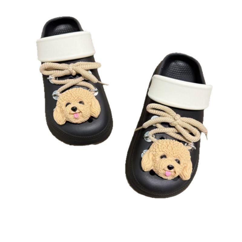 Cartoon puppy small cloth eva hole shoes women's outer wear parent-child versatile soft sole non-slip bag head sandals couple