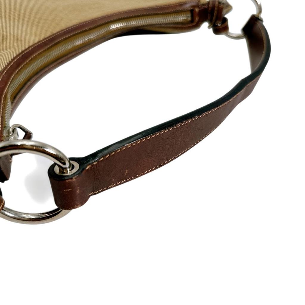 PRADA Logo jacquard Handbag canvas khaki Women BR3423 Used