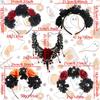 Skull Rose Hair Bands & Necklace Set Novelty Day of The Dead Headpiece  for Women