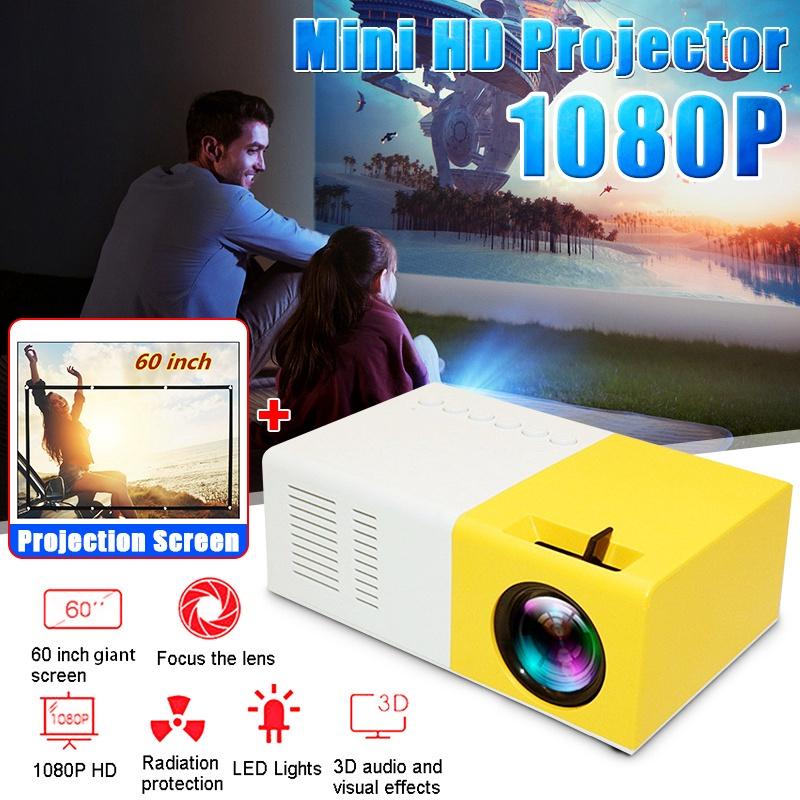HD 1080P Portable Mini Home Theater Projector Full Airplays HDMI LED Lights Home Video Equipments School Media Player