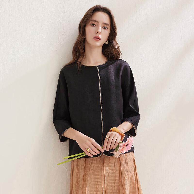 Zhaojun Xiangyunsha Silk New Chinese Style Seven-Point Sleeve Loose Top