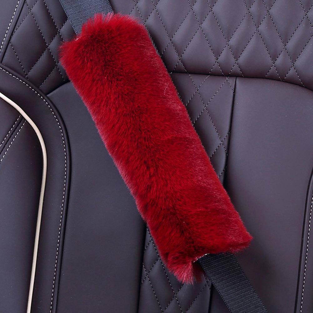 

1PC Universal Car Seat Belt Cover Seatbelt Shoulder Plush Soft Seatbelt Pad Comfortable Driving Seat Belt Vehicle Accessories вина червоного кольору