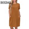 New Womens Dresses Fashion 3D Dot Print Short Sleeve Loose Clothes Summer Casual O-Neck Plus Size Mini Dresses