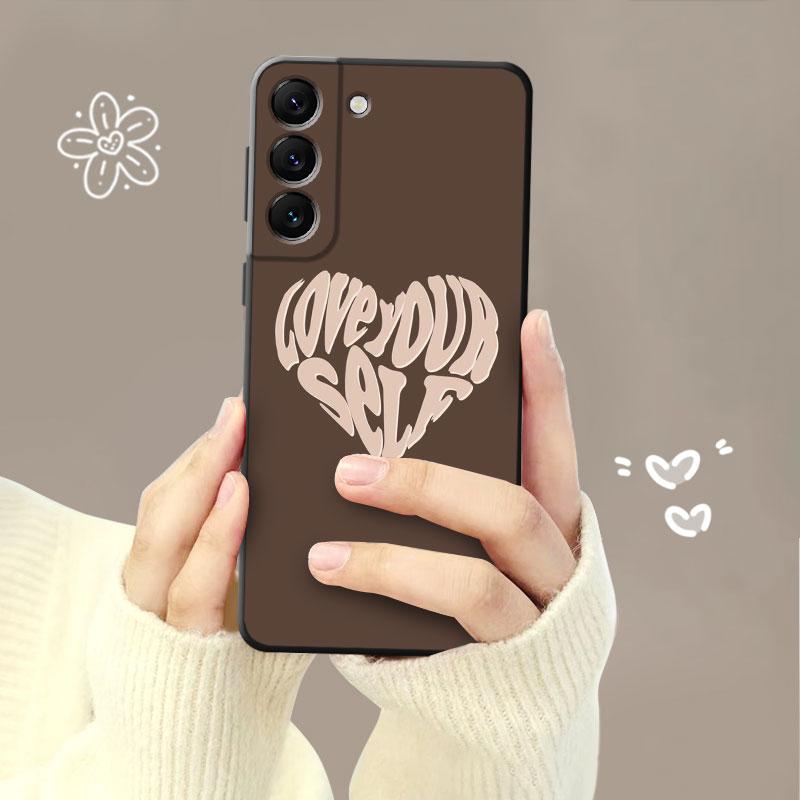 Pouzdro na telefon Samsung Galaxy S23 S22 S21 S20 Fe Ultra S10 S9 S8 Plus Note 20ultra 10plus Fashion Brown Love Wood Grain Texture