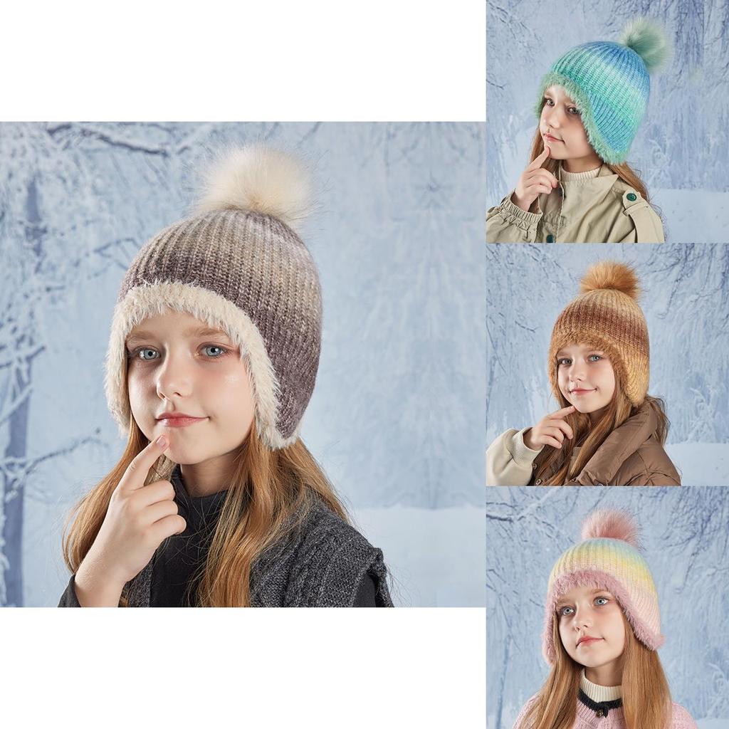 Dziecięca czapka dzianinowa z ochroną na uszy na zimę, zapewniająca ciepło i styl na zewnątrz