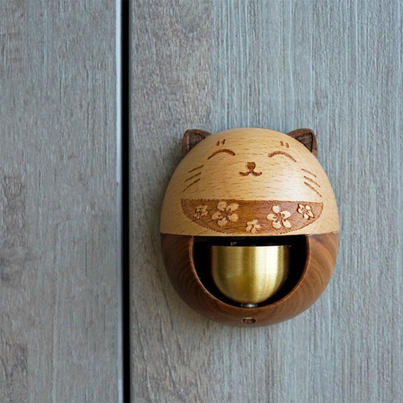 Elk Cat Rabbit Wodden Doorbell Winden Chimes Hanging Wind Bell Wireless Doorbell Decor for Home Entrance Door Bell