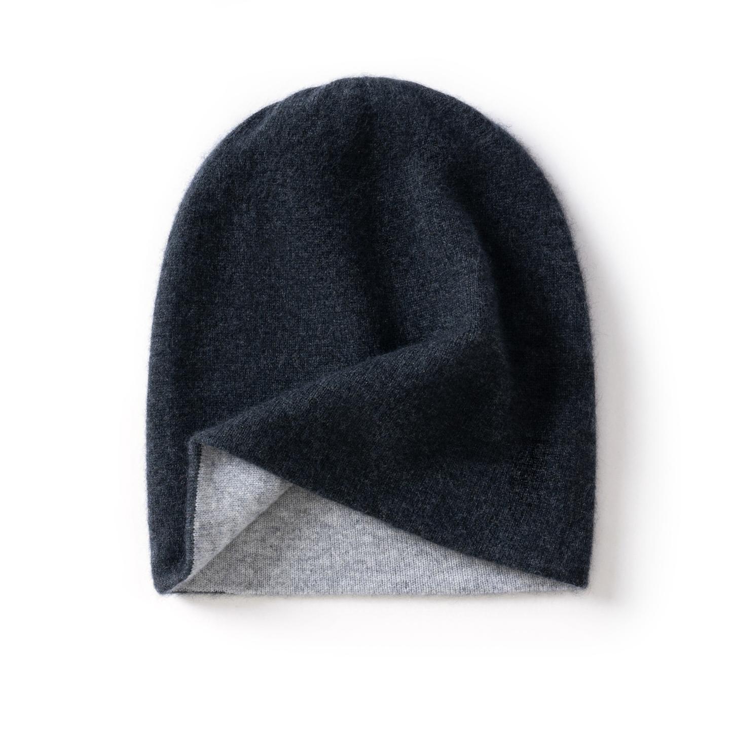 

Pure Cashmere Hat for Men and Women Winter Double Layer Thicken Knitted Skullies Beanies Caps Female Outdoor Hats One Size сірий