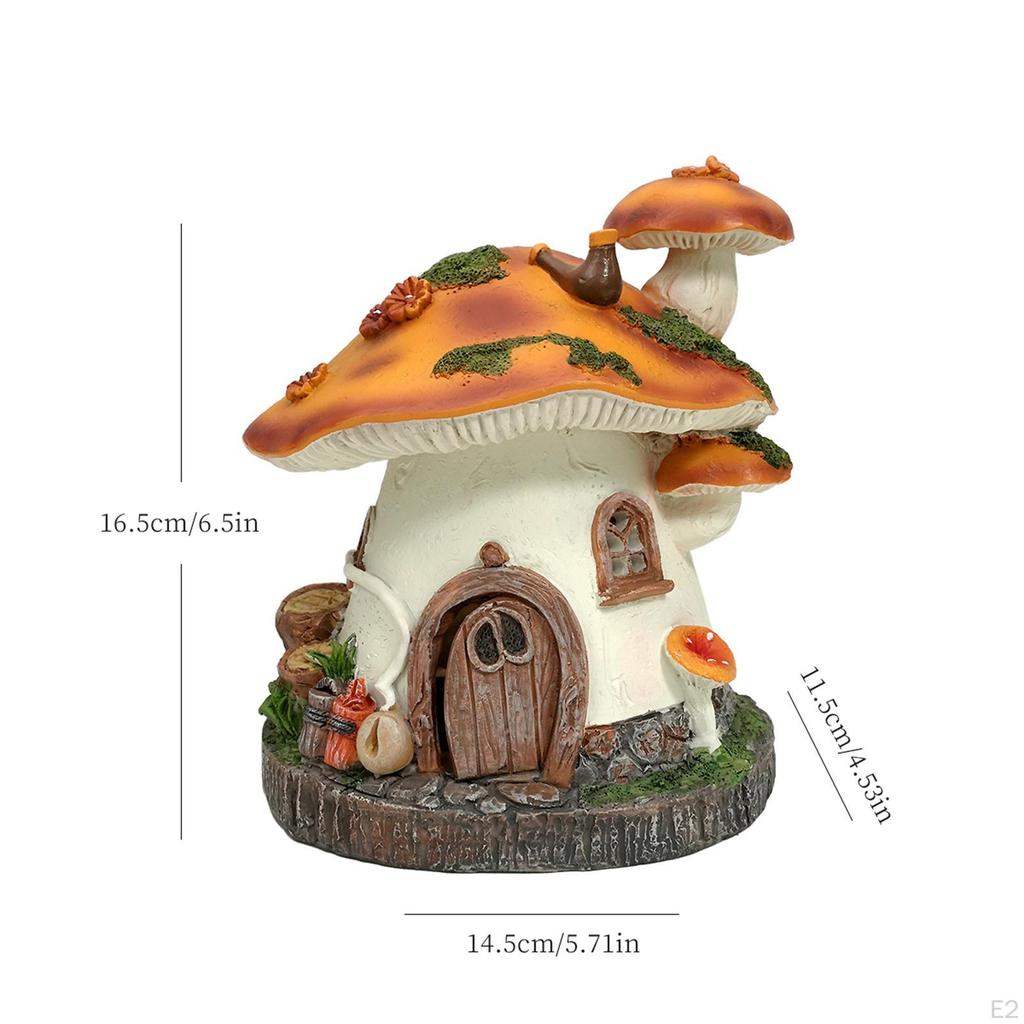 Domek Grzybek Statua Lampa Solarna Figurka Lampa Prezent Rękodzieło Odporna na Warunki Atmosferyczne Rzeźba Żywiczna Zewnętrzna