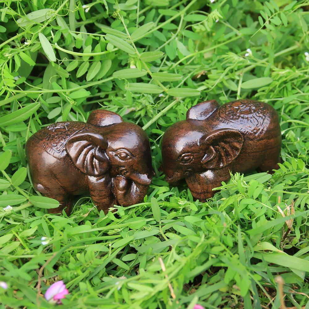 PCS Carved Micro Landscape Home Decor Natural Wood Miniature Craft Animal Figurines Elephant Statue