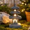 Statuie Mică Grădină Zen Statuie Pagodă Solară, 3/4 Niveluri Rășină Adorn Exterior Gazon, Felinar Japonez LED Ornament Alimentat prin Panou Solar pentru Peisaj