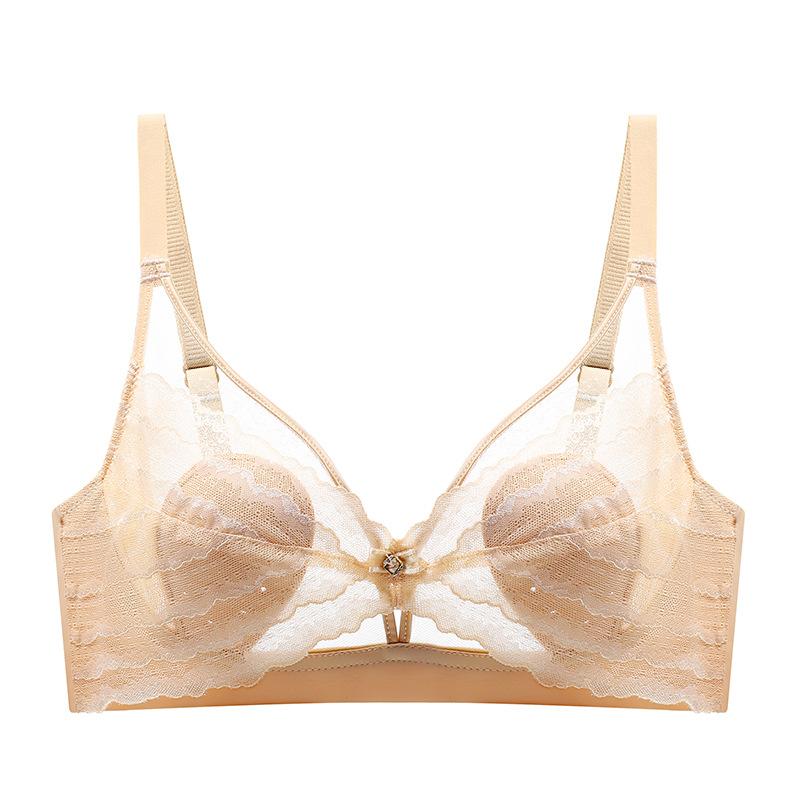 Breathable hole latex thin gathered rabbit ears no steel ring lace bra cover ultra-thin