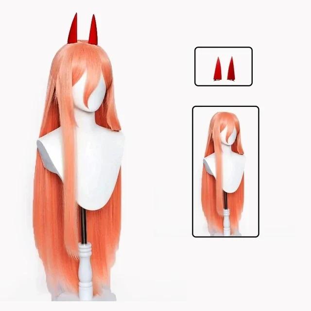 Chainsaw Man Power Wig Cosplay Long Type 2 Colors Hair Heat Resistant Makima Power Wigs Props Horns Teeth Anime