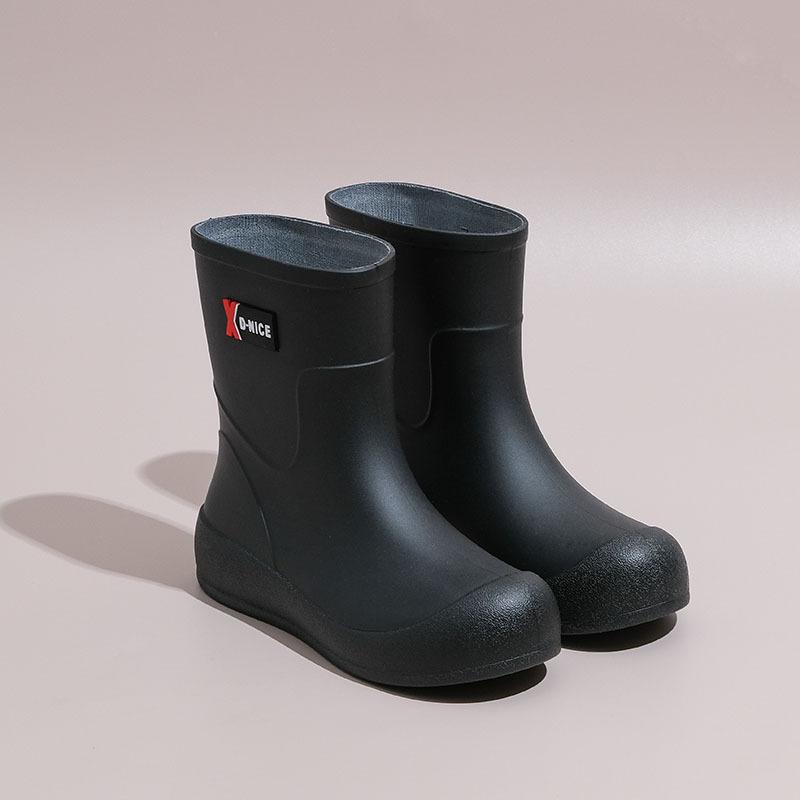 Sapatos de Chuva Femininos Antiderrapantes Impermeáveis Resistentes ao Desgaste Cano Médio Botas de Chuva Sapatos de Borracha para Cozinha 2026