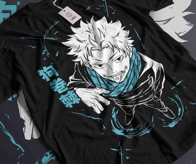 Inumaki Toge T-Shirt Jujutsu Kaisen Megumi Fushiguro Satoru Gojo Schwarzes Shirt