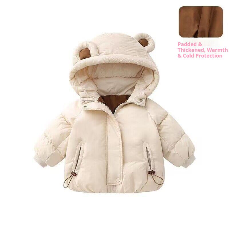 

Зимняя детская одежда Толстая теплая ветрозащитная для мальчиков и девочек Милая мультяшная куртка с мишкой 73CM