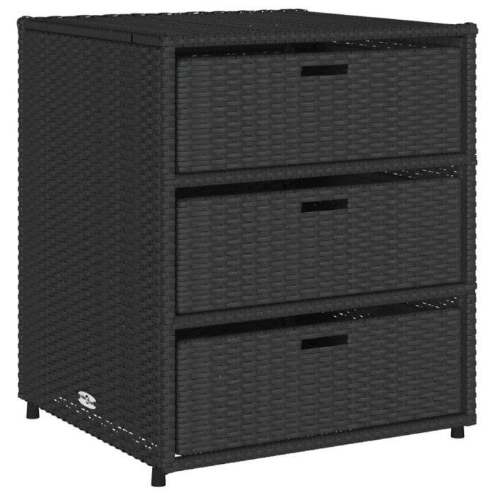 VidaXL Garden Storage Cabinet Black 55x59x69 Cm Poly Rattan, Outdoor Storage Cabinet, Outdoor Cupboard, Garden Storage 365555