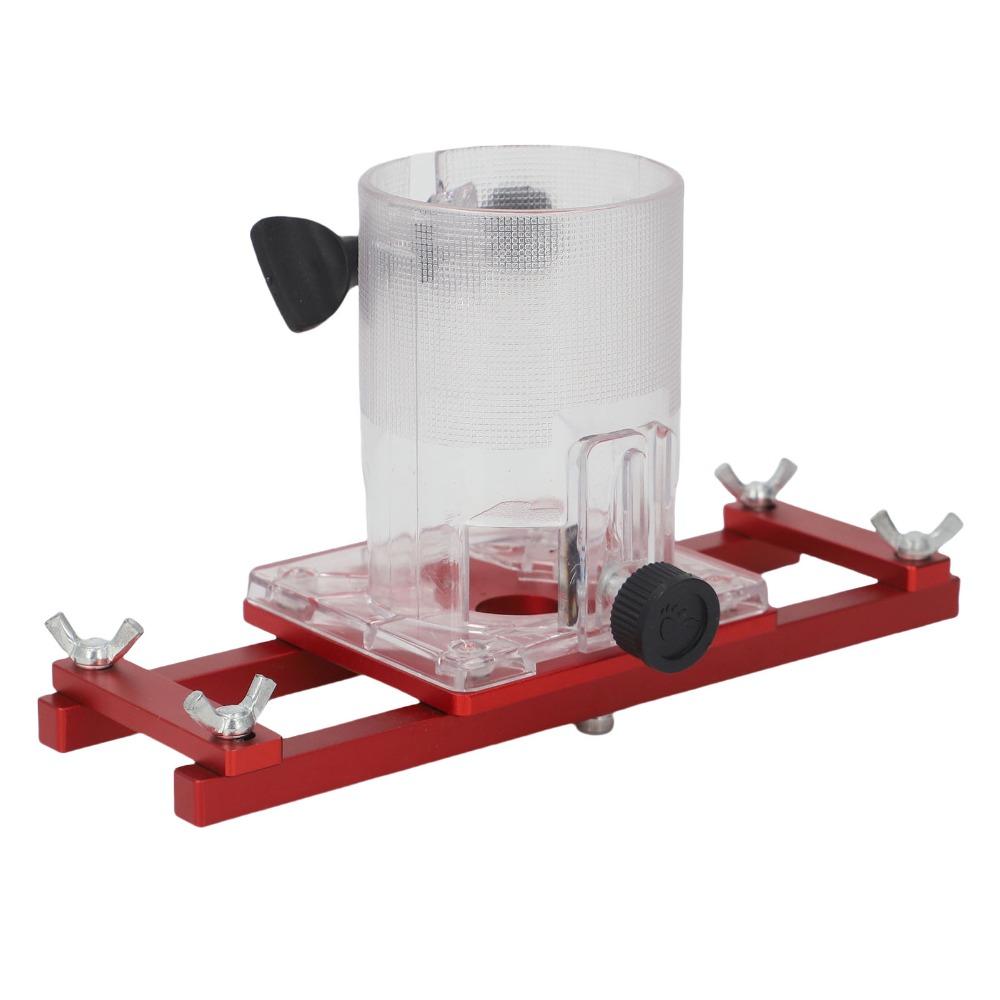 Aluminum Alloy Wood Trimmer Router Base Invisible Slotting Guide Red Color Compact Palm Router Base Robust Construction
