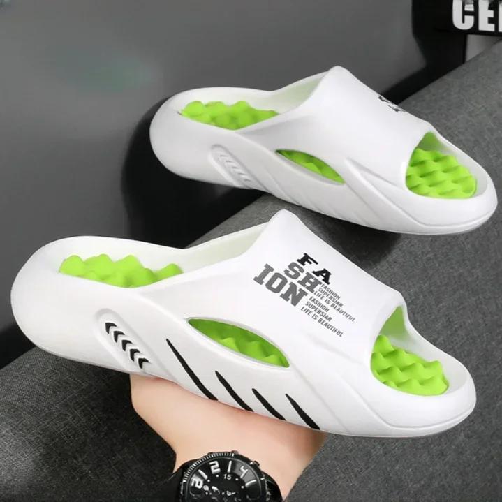 Fashion New Summer Men Massage Slippers Indoor Outdoor Beach Casual Sandals Hollow Soft Sole Comfortable Slides Men Flip-flops Pantuflas