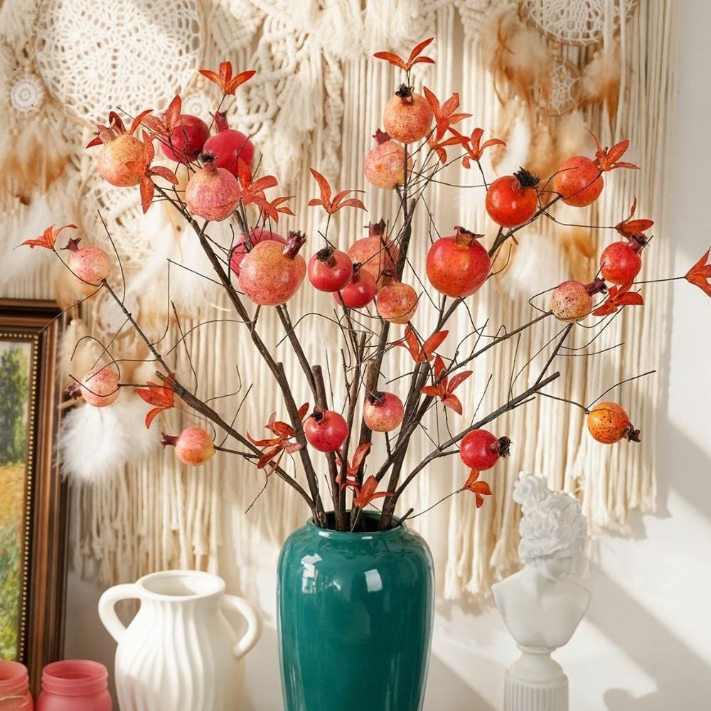 6 Fruits Artificial Pomegranate Branches Realistic Handmade Simulation Pomegranate Fruit Plastic Foam Fruits Branches