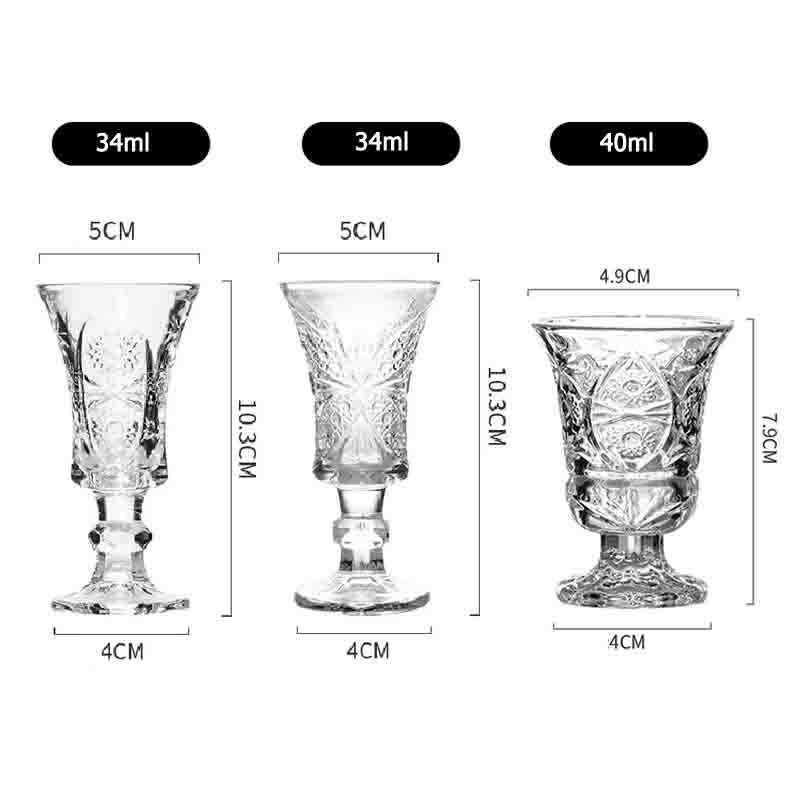 6Pcs 40ml Lead-free Engraved Shot Glass Crystal Goblet Wine Glass Liqueur Vodka Tequila Spirits Cup Set Home Bar Party Drinkware