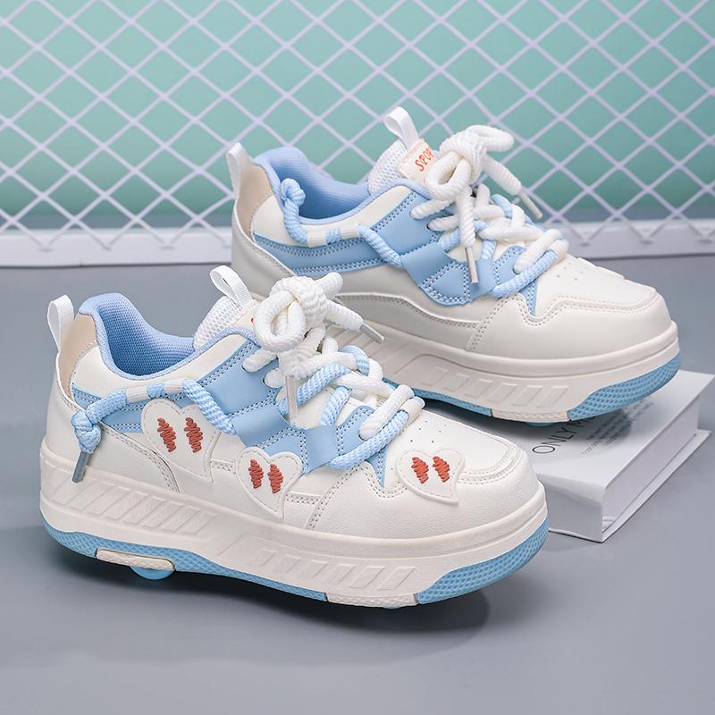 Boys Four -wheel Sports Boots Wheel Skate Shoes Sports Shoes Shoes with Wheels for Girls