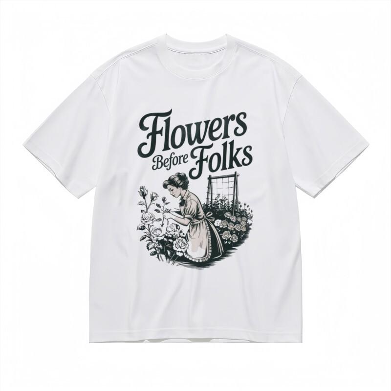 

Women s Trend Breathable Classic T-Shirt Apron Lady Rose Care Printed Design Tee 4XL