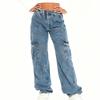 Women's High Waist Washed Women's Jeans Fashionable Versatile Straight Leg Pants