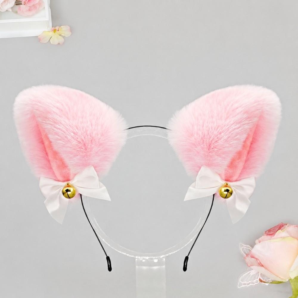 Handmade Fox Ears Hairband Ribbon Bow Animal Cosplay Hair Band Cat Ear Headband  Hair Accessories