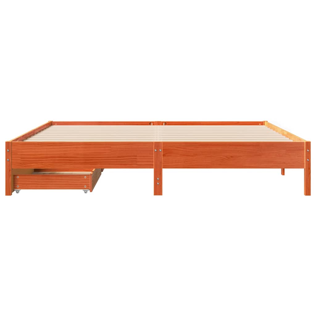 Vidaxl Bed Without Mattress, Waxed Brown, 200X200 Cm, Pine Wood