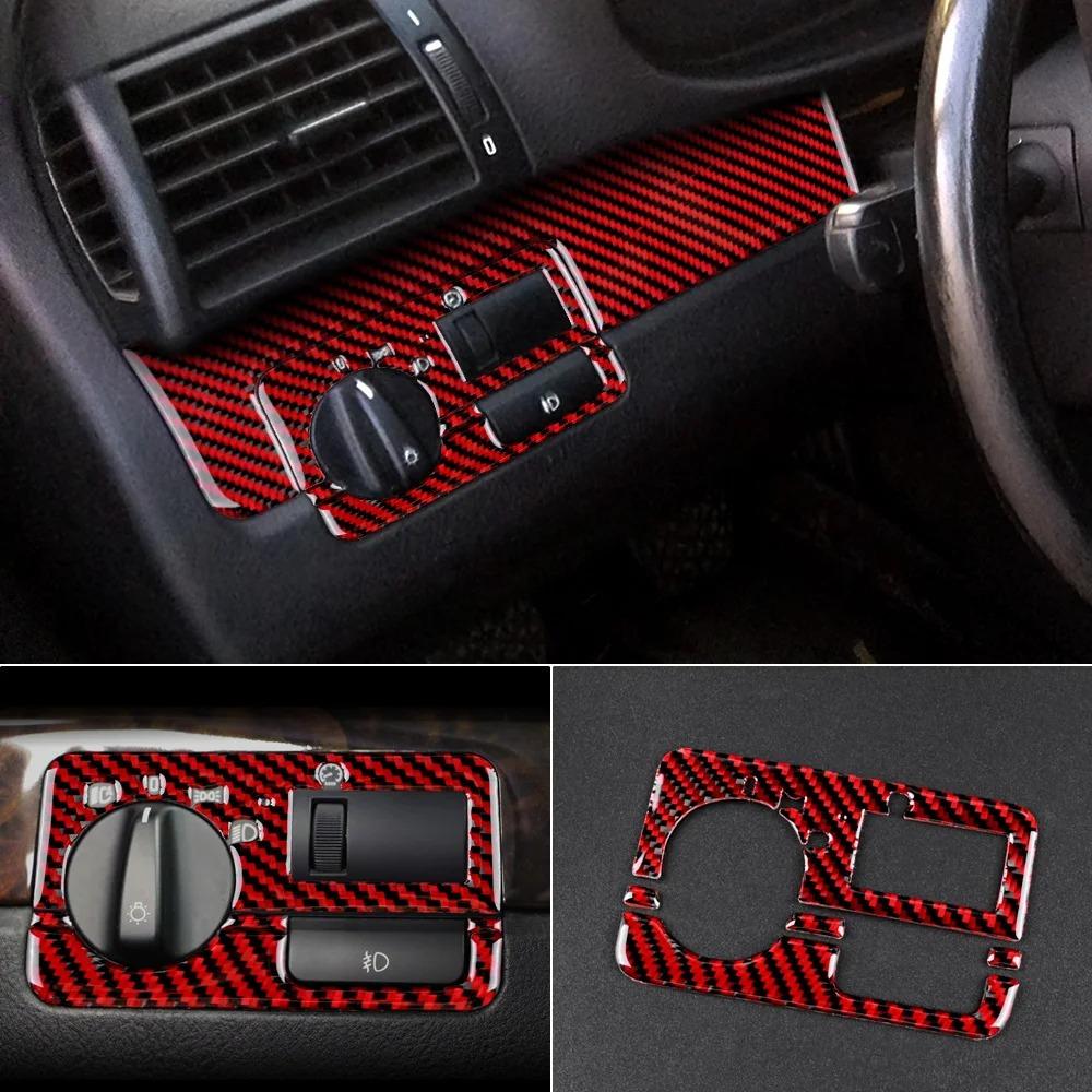 Carbon Fiber Car Headlight Switch Button Light Control Knob Panel Frame Trim Decoration Sticker For BMW 3 Series E46 1998-2006