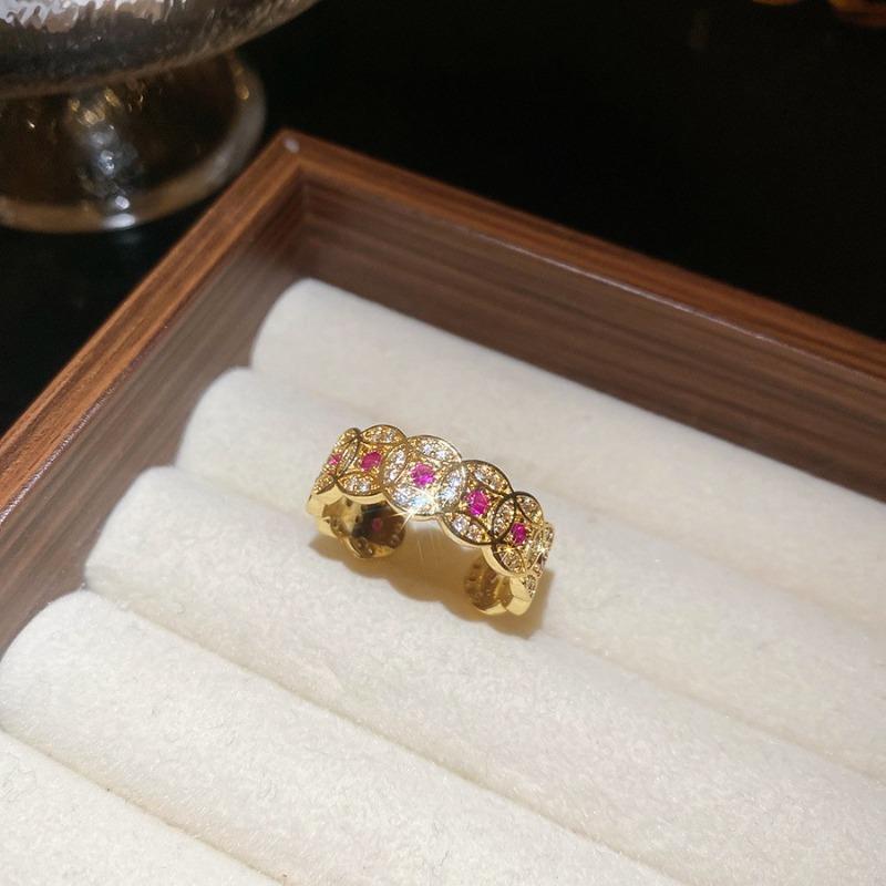 Medieval Vintage Zircon Texture Open Ring Niche High-end Index Finger Ring Light Luxury Personality Temperament Jewelry