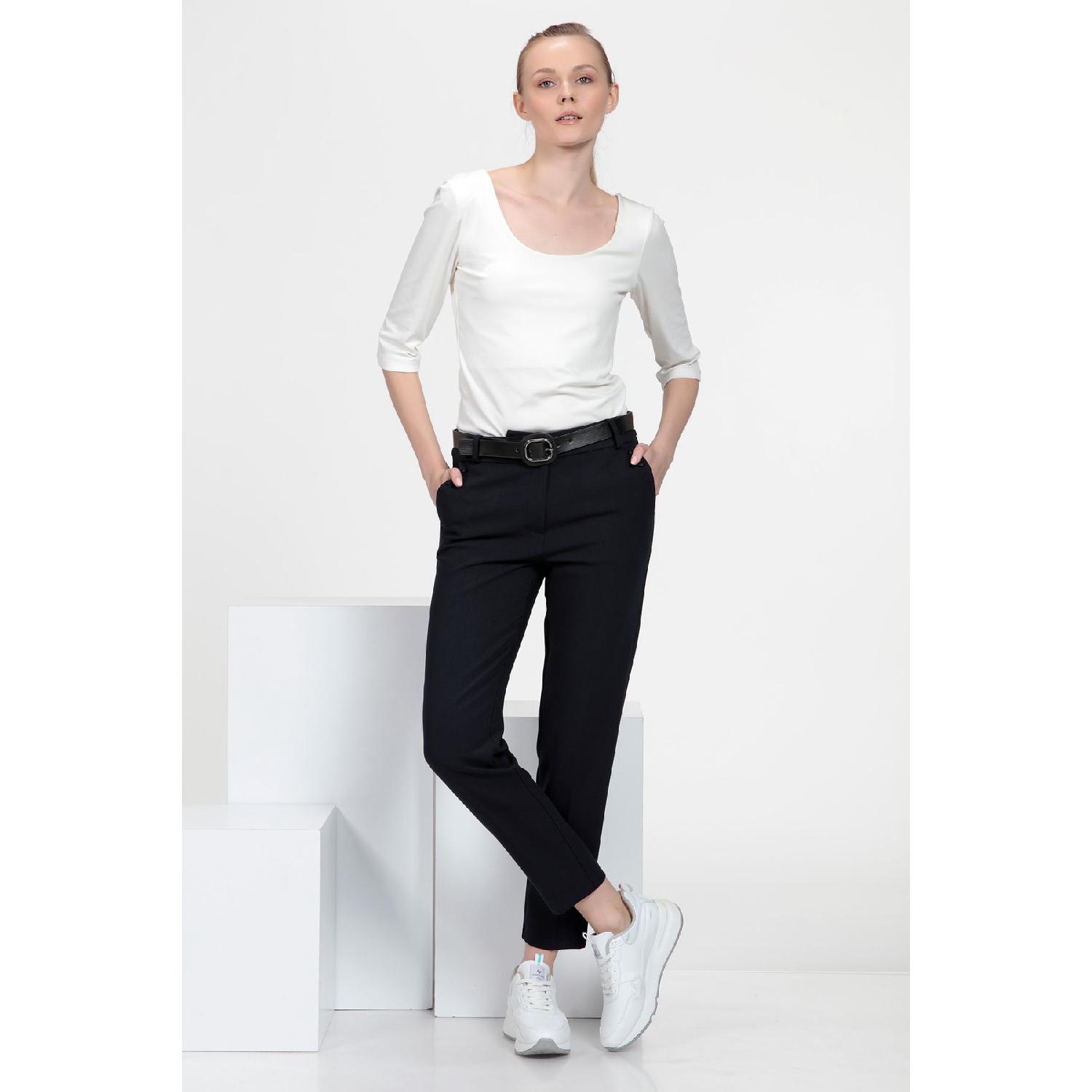 

Брюки с поясом и боковыми пуговицами 36 синий