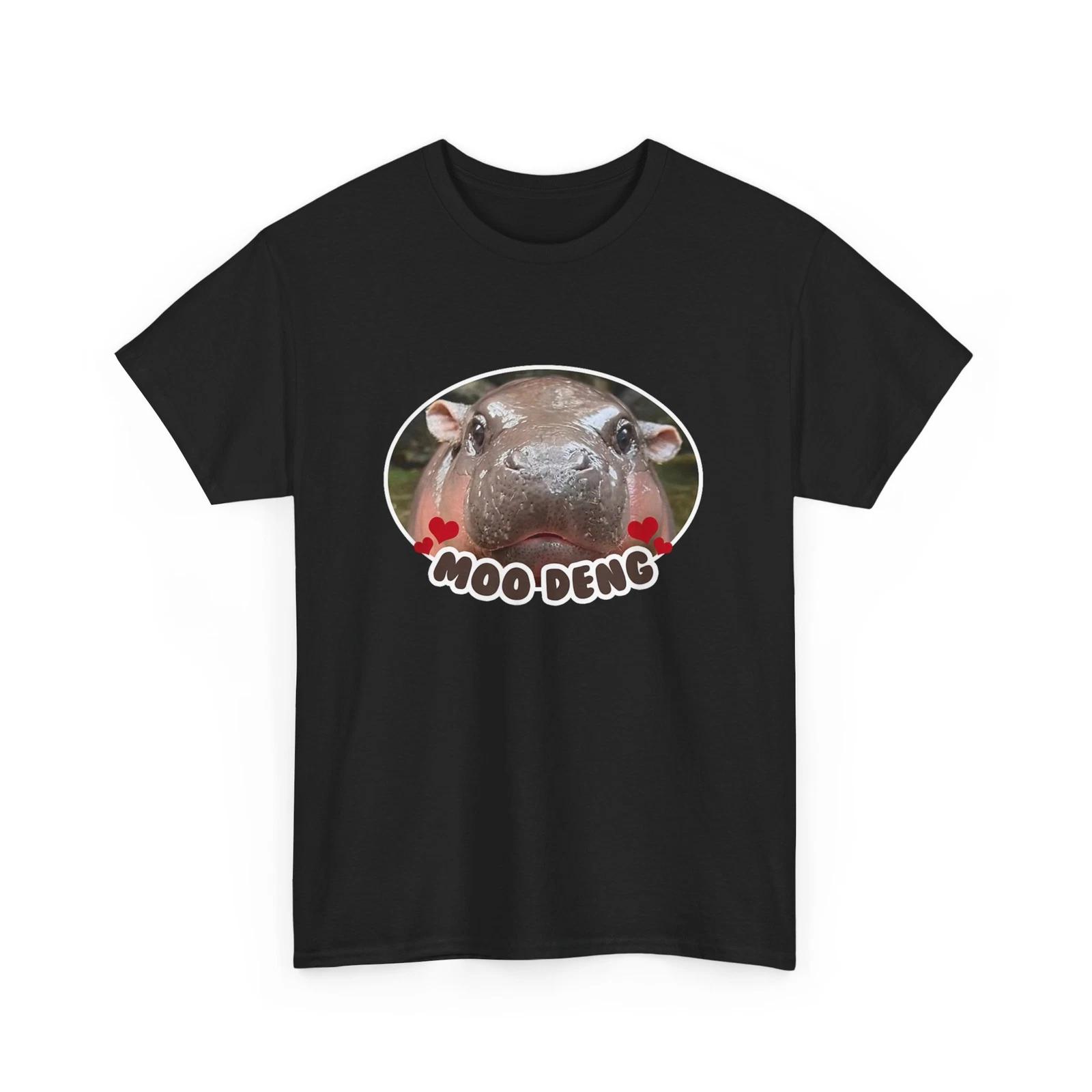 Moo Deng Bouncy Pig in Thai Picture The Cute Baby Hippo T-Shirt 3XL
