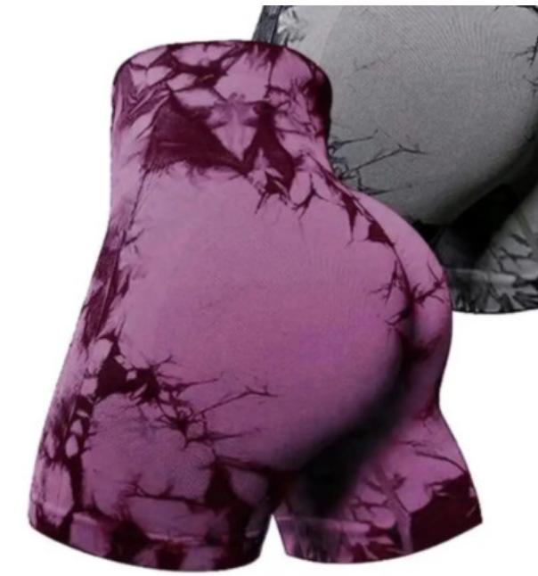 Nahtlose High-Waist Batik-Yoga-Shorts mit Bauchkontrolle und Pfirsich-Po-Lift