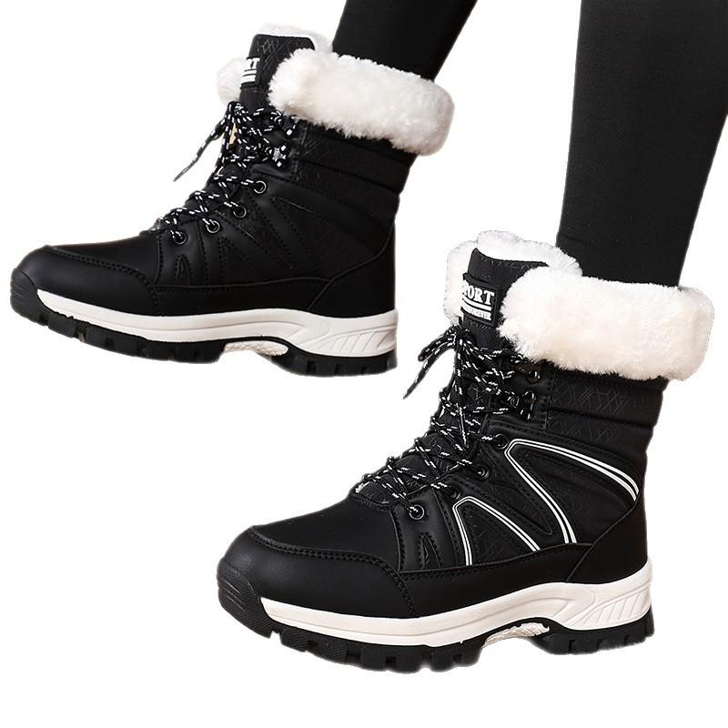 Women's Winter Outdoor Travel Sports Snow Boots in Plus Size, Women's Winter Fleece Warm Midsole Women's Cotton Boots