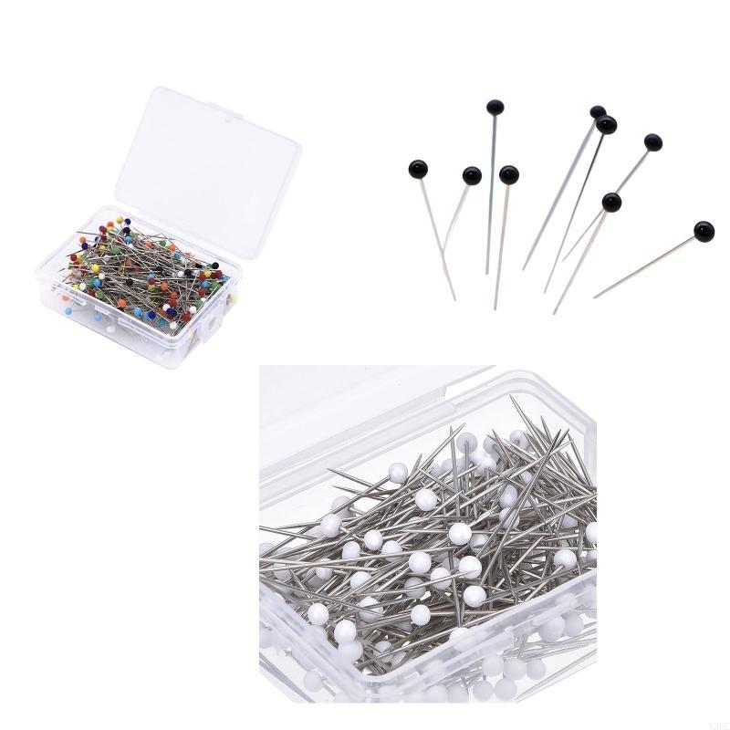 250pcs 38mm Sewing Pins for Fabric Bead Glass for Head Pins Knitting Needle DIY Safety Pin Quilting Tool X3UC
