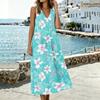 Women’s Sleeveless V Neck Midi Dress with Pockets Floral Print Cotton Linen Split Hem Casual Tank Style
