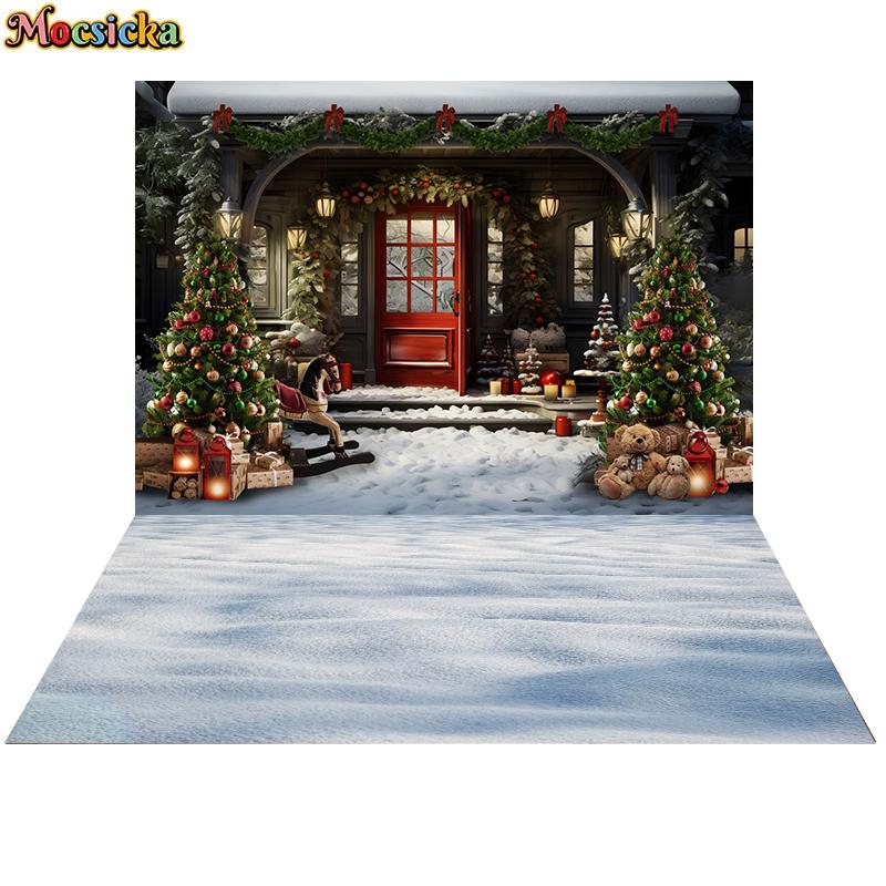Mocsicka Christmas Backdrop Photography Car Candy House Xmas Tree Baby Shower Photo Background Shooting Props Decorations Studio