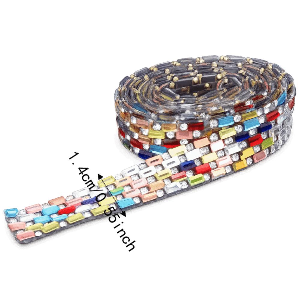 1pcs 1 Yard Length Rhinestone Chain Ribbon 1.4cm Wide Hotfix Rhinestone Ribbon DIY Crafts