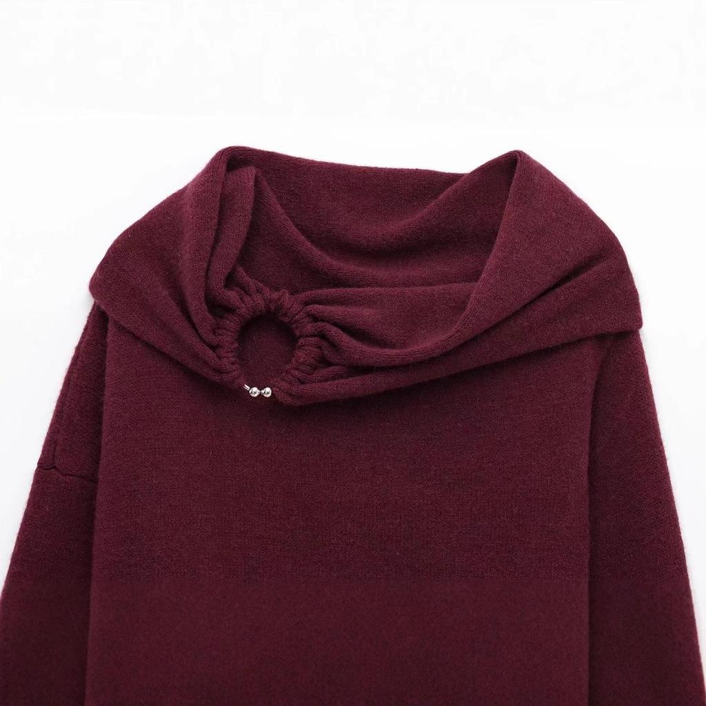 European and American Women's Fashion 2024 Autumn/Winter Street Style Pleated Knit Sweater