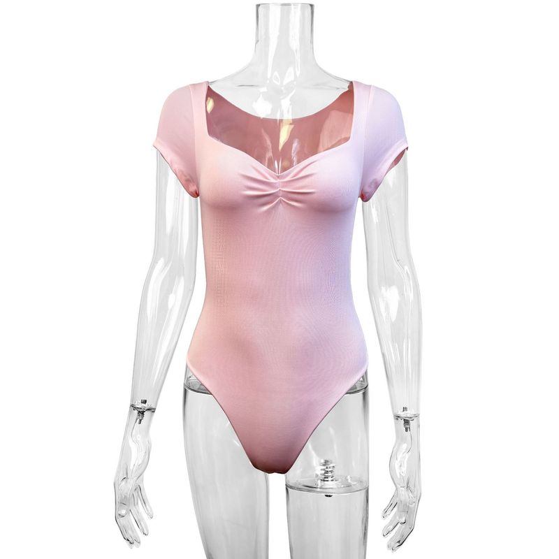 

Outfitgirl Fashion Style Sexy Sexy Square Collar Short Sleeve Jumpsuit Female Silm Slim Looking Easiest for Match Pink L