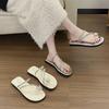 Flat Bottom French Set Toe Small Cool Slippers Women's 2025 New Summer Soft Bottom with Skirt Rhinestones Beautiful Seaside Sandals