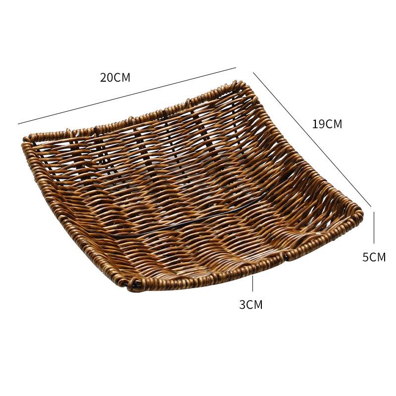 Nordic Style Plastic Rattan Woven Snack Basket for Coffee Table