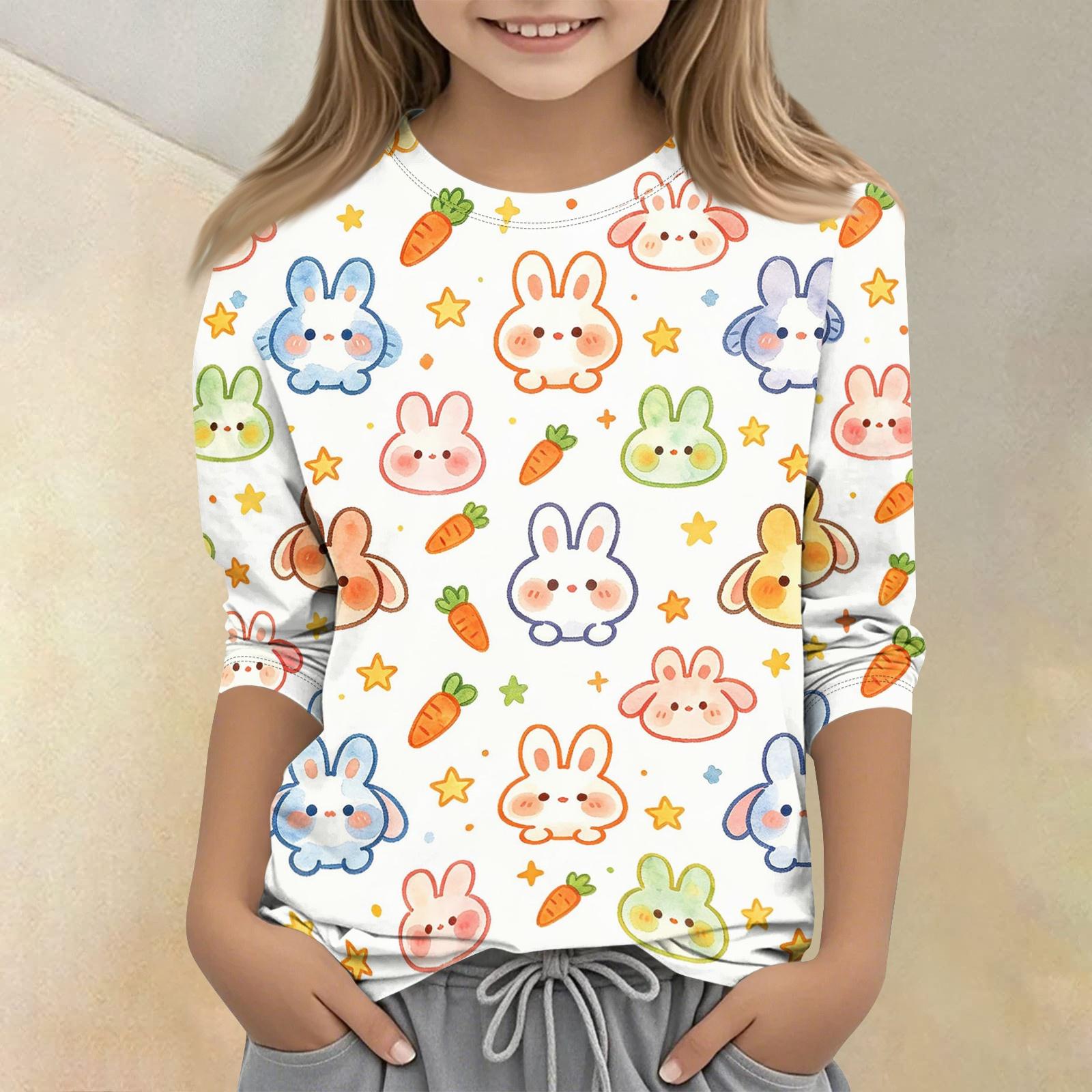 

Kids Animal Print Crew Neck Three Quarter Sleeve Casual T Shirt Soft Comfortable Fit Lightweight Fabric Suitable for Everyday Wear 110 бежевый