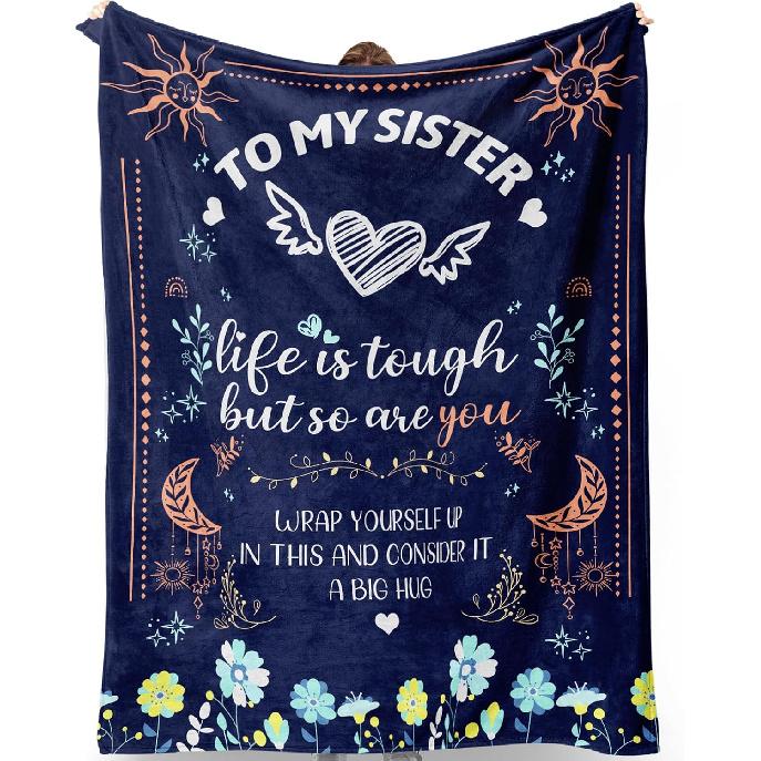 Sister Gift - Sister Blanket, Sister Gifts from Sister Brother- Best Sister Birthday Gifts, Unique Sister Gifts, Gifts for Sister on Christmas,