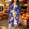 Damen Trendy Halloween-Print Langarm-Strickjacke Pullover für Lässige Herbstmode