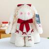 40cm Plush Bunny With Bowknot Design Soft Stuffed Animal Toy Teens Adults Gift Pillow Backpack